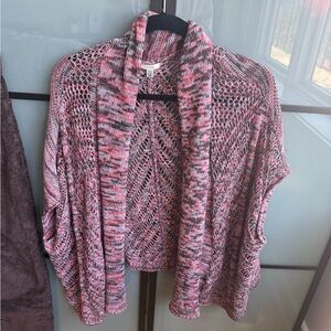 Women's Pink and Gray Knit Sweater